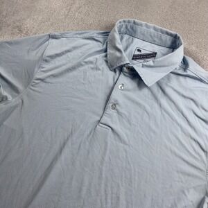 Onward Reserve Reserve Label Mens Large Blue Striped Performance Golf Polo Shirt